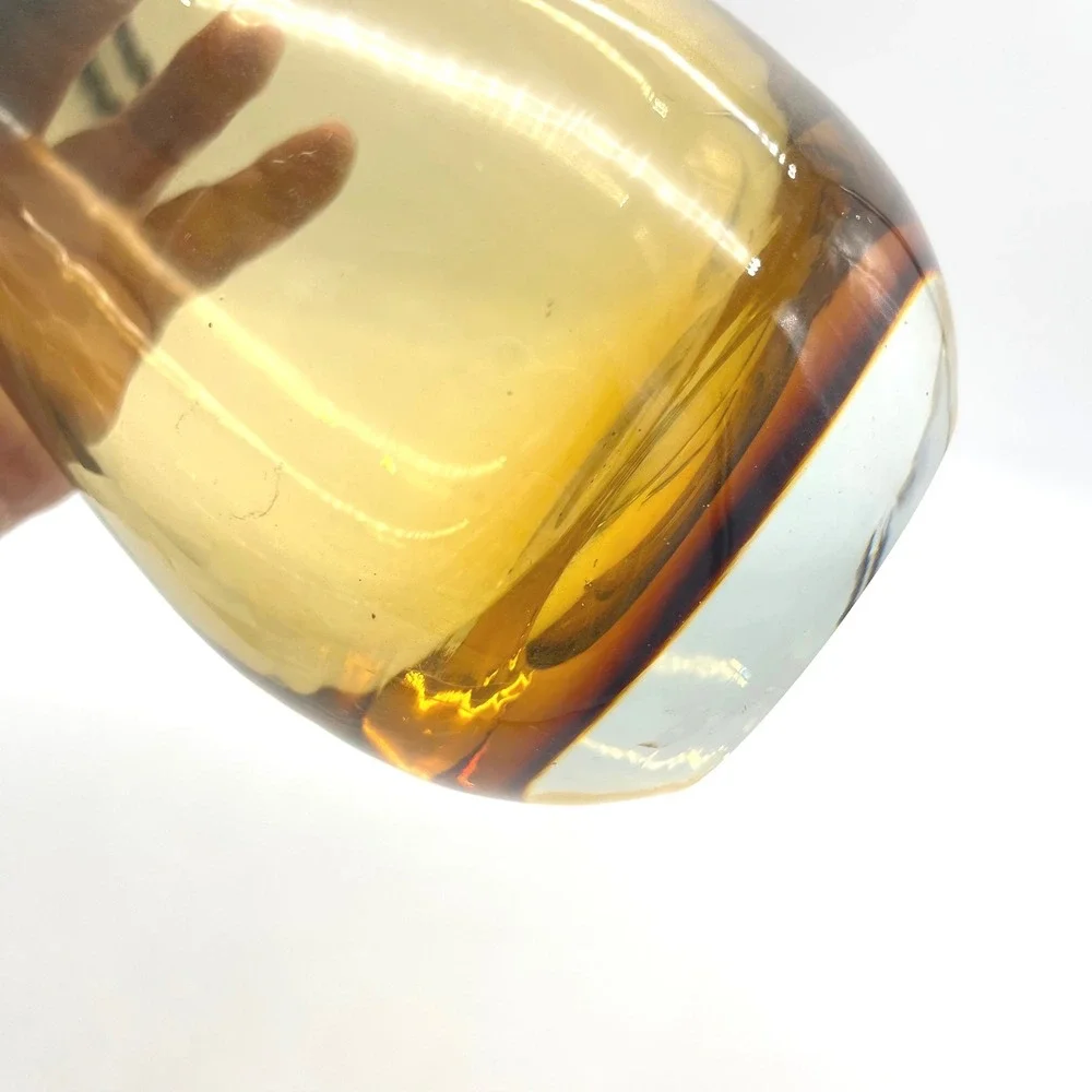 Sommerso Style Glass Vase Blue‎ Amber Teardrop Mid Century Modern 15.5